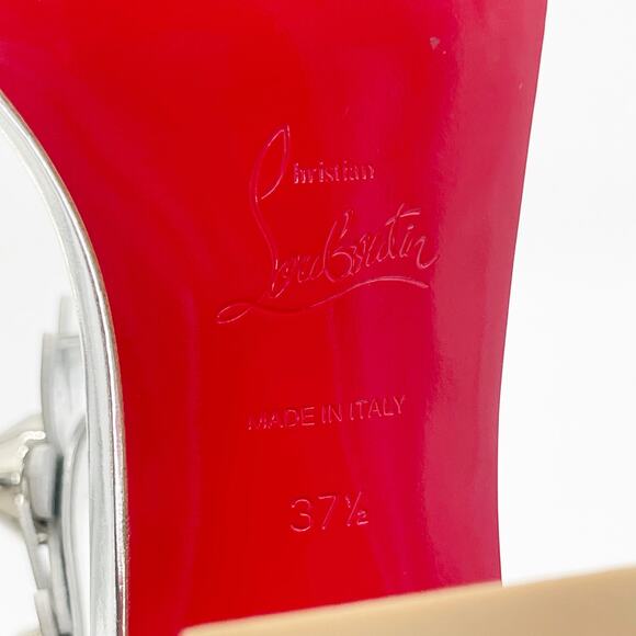 Christian Louboutin Daisy Spike Metallic Silver Ankle Cuff Sandals EU 37.5 - Picture 14 of 15